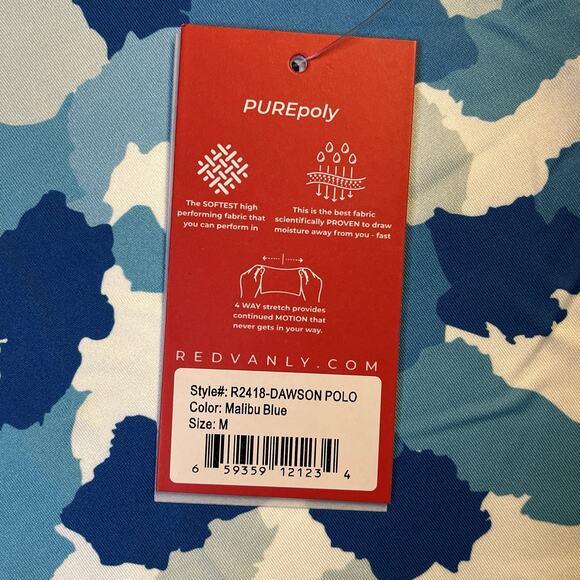 Redvanly Dawson Polo Athletic Luxury Golf Shirt Moisture Wicking Blue Men's Med - Picture 4 of 7